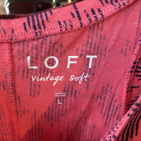 Loft Pink Patterned Vintage Soft Tank Top Large - Picture 2 of 5